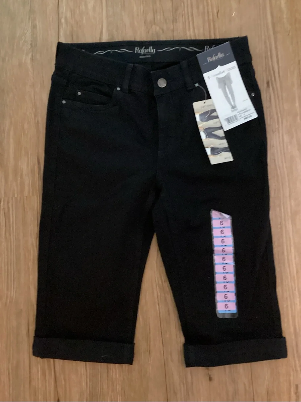 Rafaella - Weekend Denim Skimmer Shorts - Black - Size 6 - new